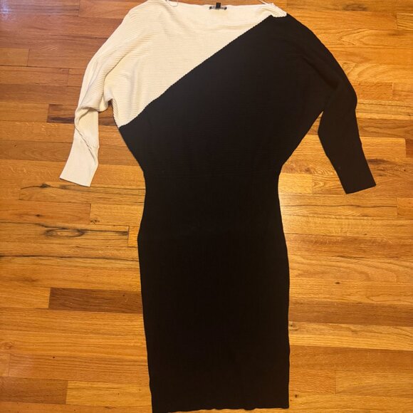 Express Color Block Asymmetrical Off-Shoulder Midi Sweater Dress – Size XL - Picture 4 of 11
